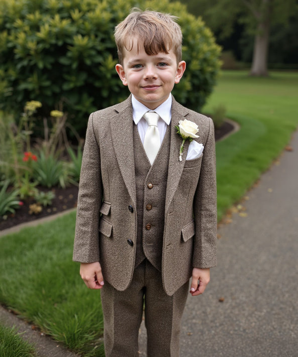 Kids Full Tweed Suit Hire Package - Black Tie Menswear 