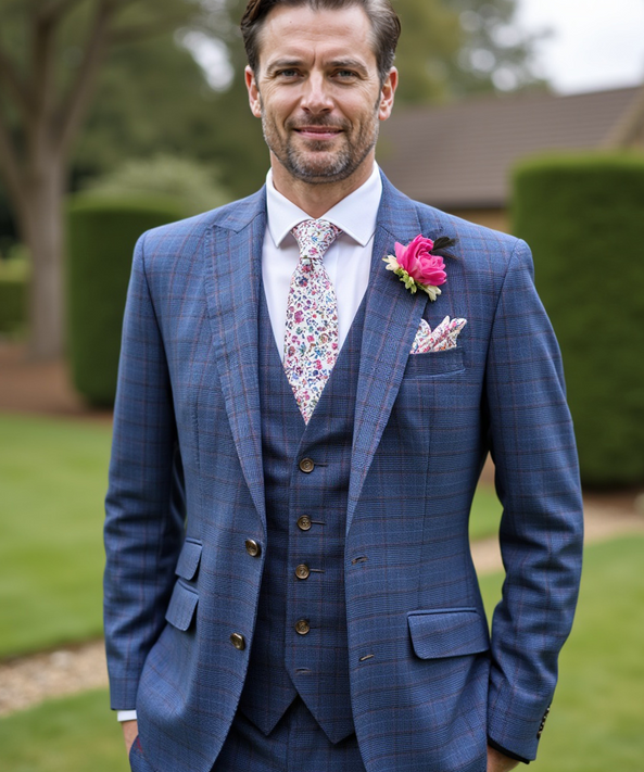 Navy Check Wool Suit Hire Package